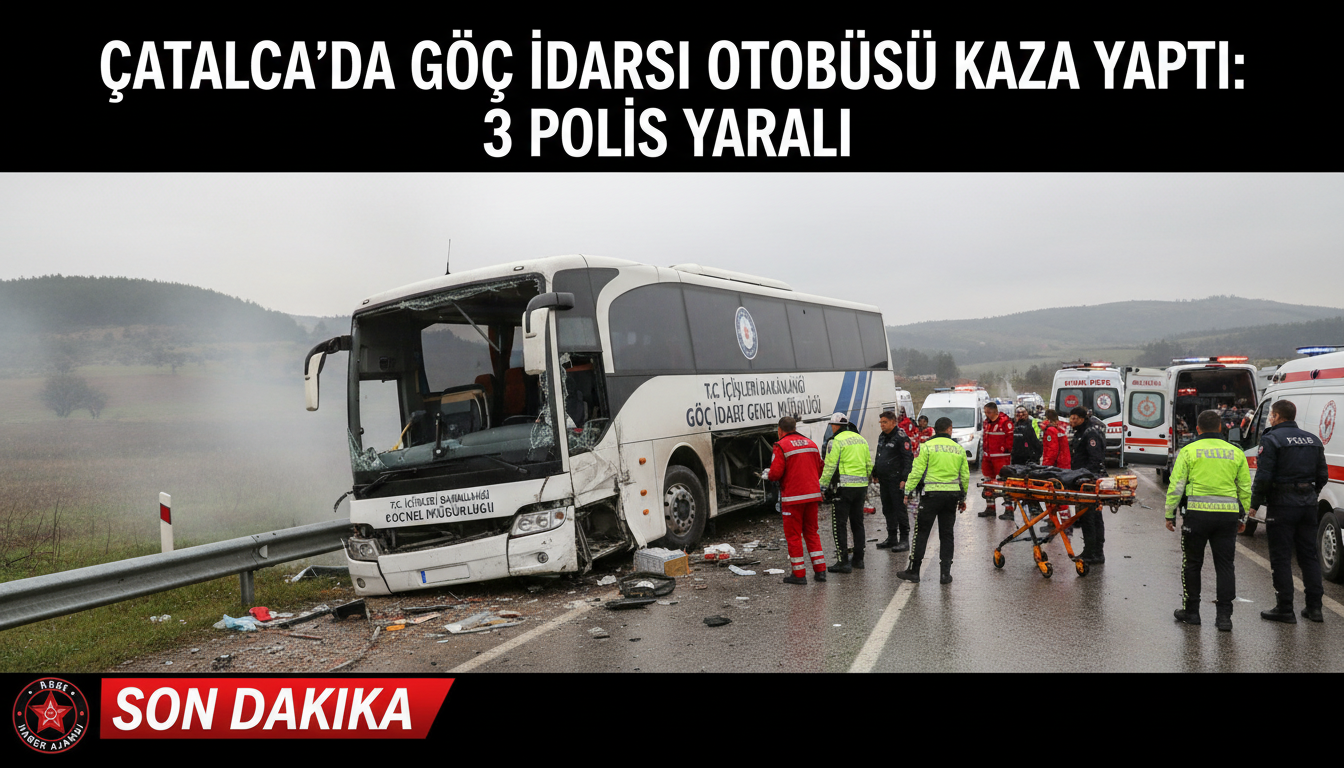 Çatalca'da Göç İdaresi Otobüsü Kaza Yaptı: 3 Polis Yaralı