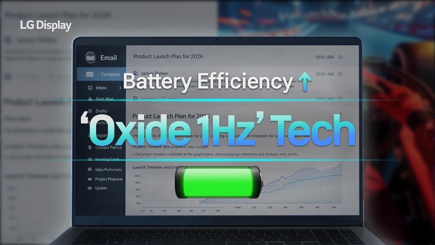 LG'den Dizüstü Bilgisayarlar İçin Pil Ömrünü Uzatan 1Hz Oxide Panel