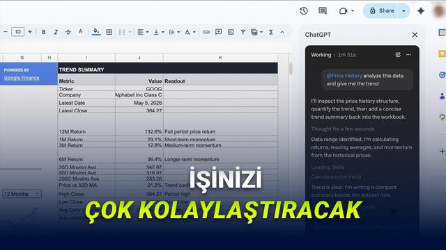 OpenAI, ChatGPT'nin Excel ve Google E-Tablolar Entegrasyonunu Resmen Kullanıma Sundu