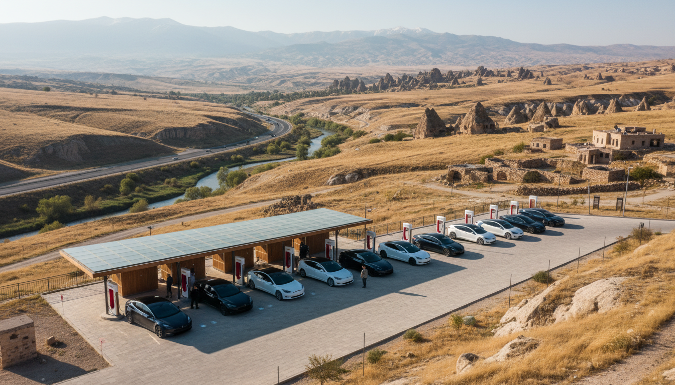 Tesla, Türkiye'deki Şarj Ağını Genişletiyor: Kırşehir Supercharger İstasyonu Açıldı