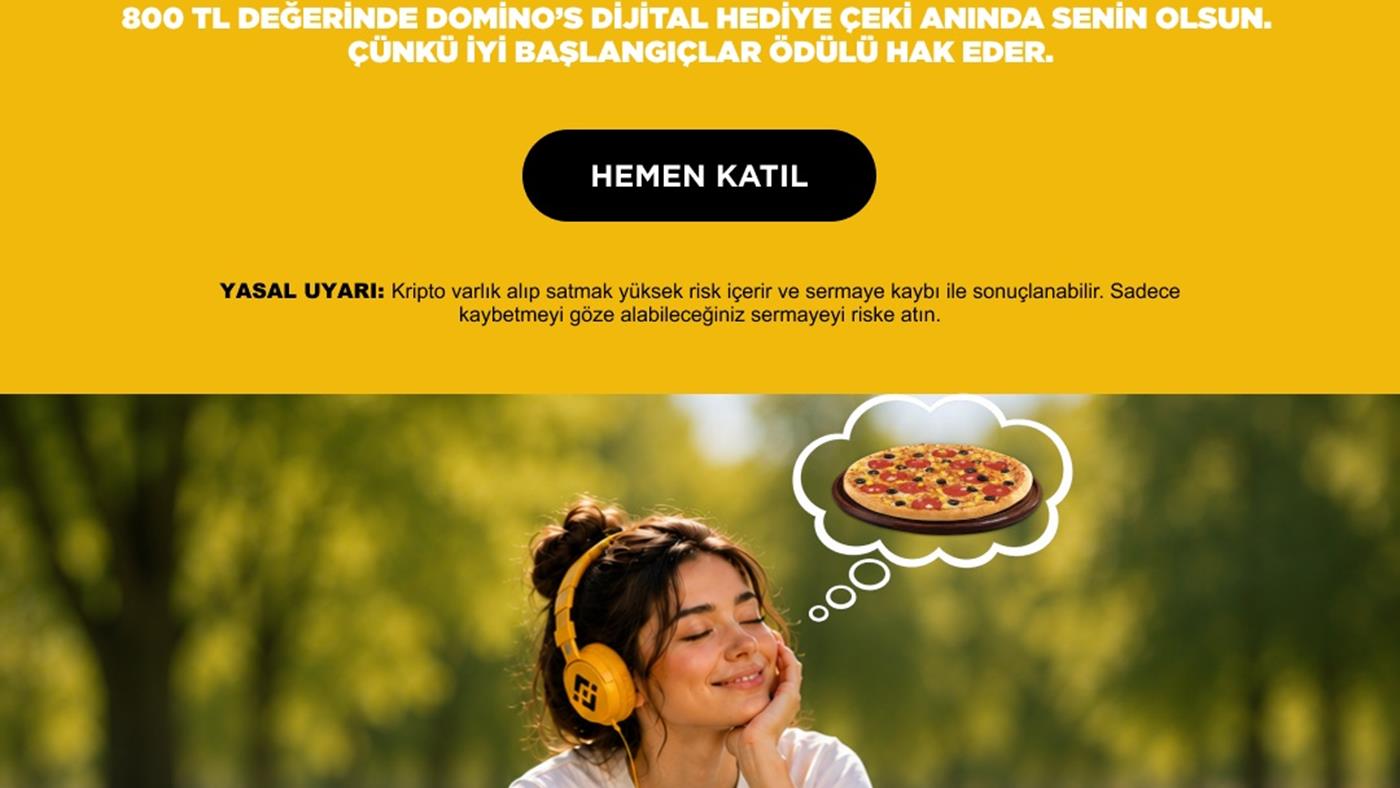 Binance TR ve Domino's'tan Bitcoin Pizza Günü'ne Özel 800 TL'lik Hediye Çeki Kampanyası
