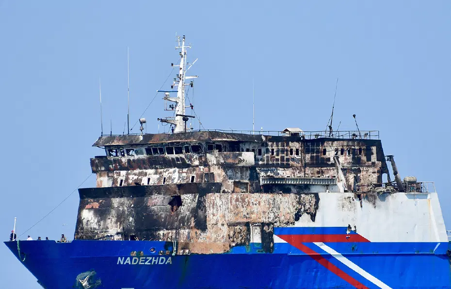Karadeniz'de Drone Saldırısına Uğrayan NADEZHDA Gemisi Samsun'a Ulaştı