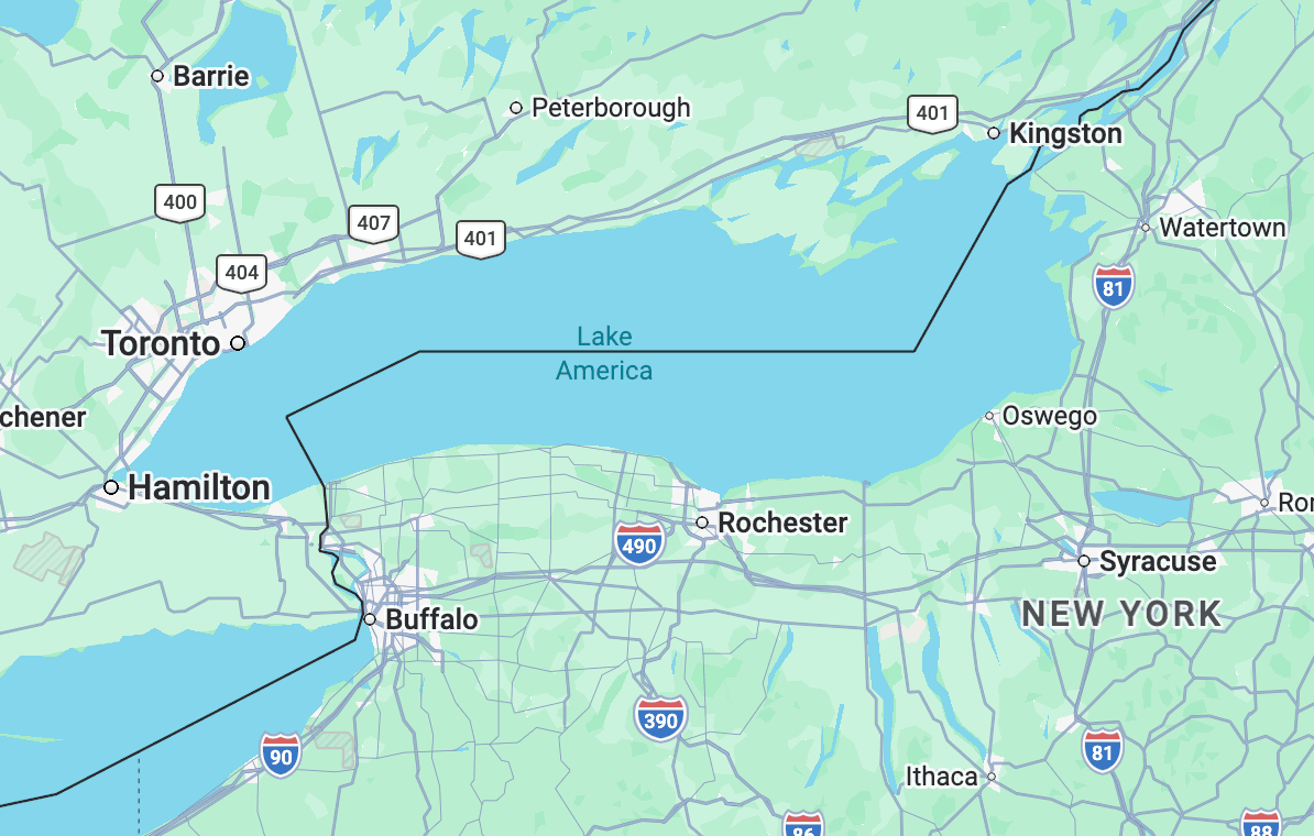 Google Haritalar, Lake Ontario'nun Adını 'Lake America' Olarak Değiştirdi