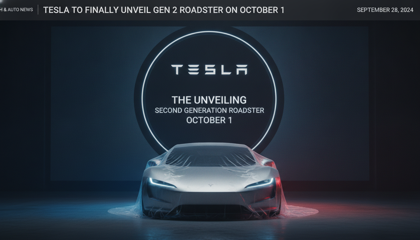 Tesla says it will finally unveil the second generation Roadster on October 1